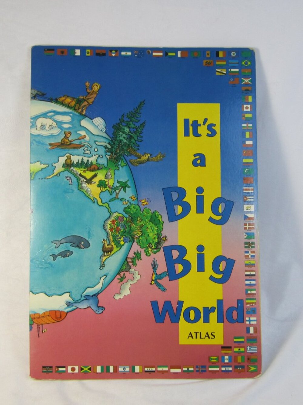 It's a Big Big World Atlas Jumbo Board book Children Classroom 23” Tall Vtg 1991